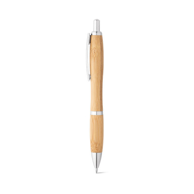 NICOLE. Bamboo ball pen with clip and metal trim